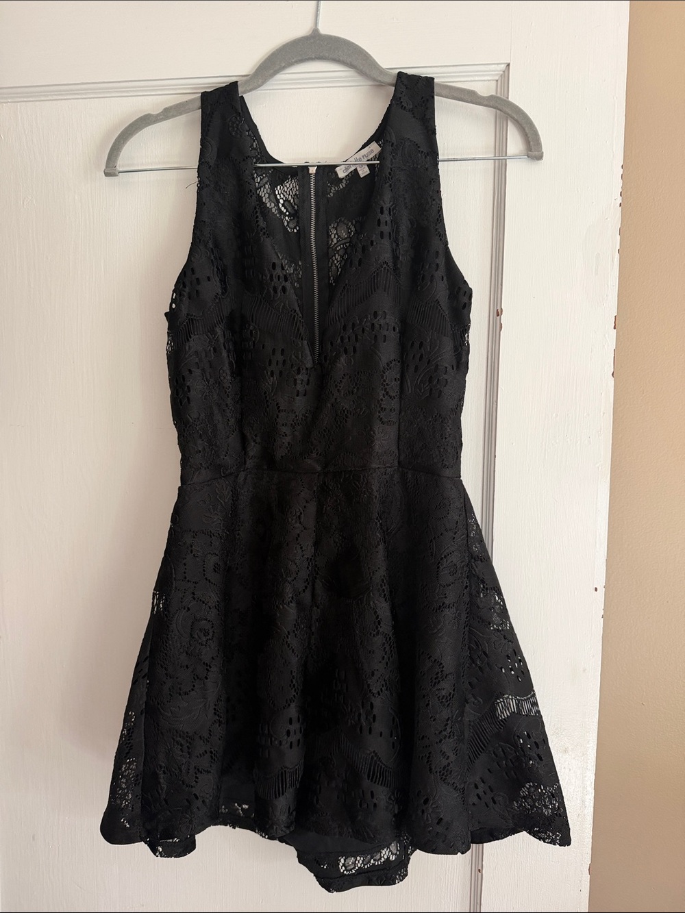 Women's Black Lace Fit-and-Flare romper